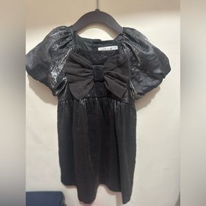 Gray Shimmer Dress With Bow